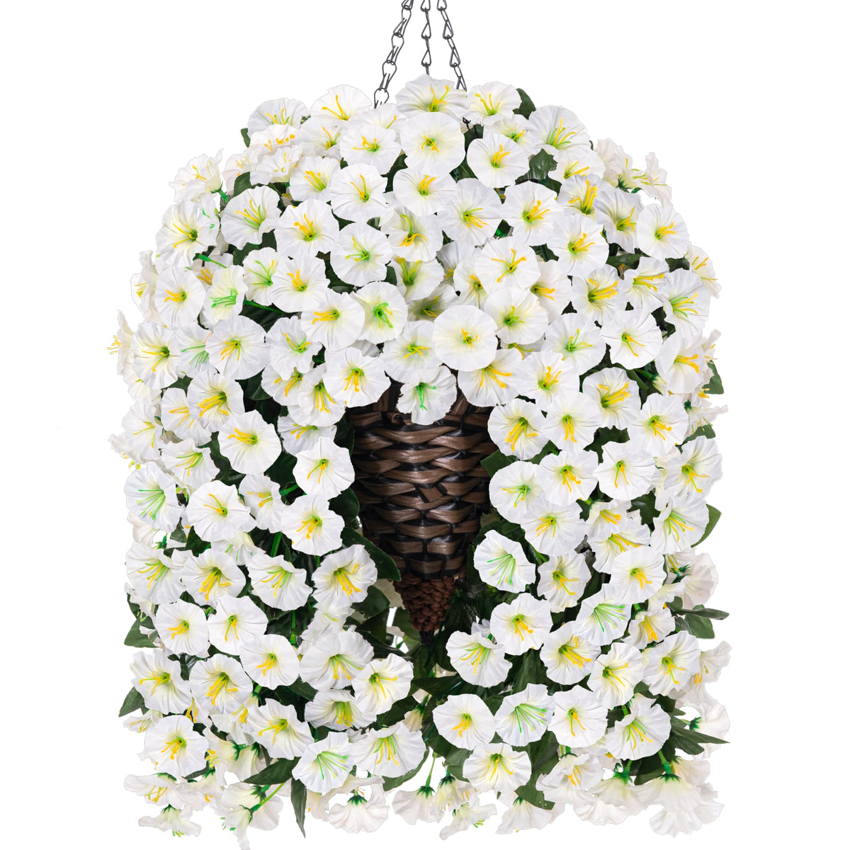 All-in-one hanging basket set ships ready for quick outdoor display.
