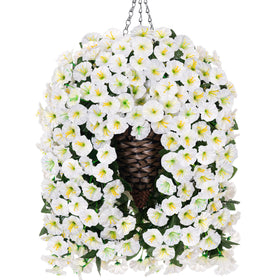 All-in-one hanging basket set ships ready for quick outdoor display.
