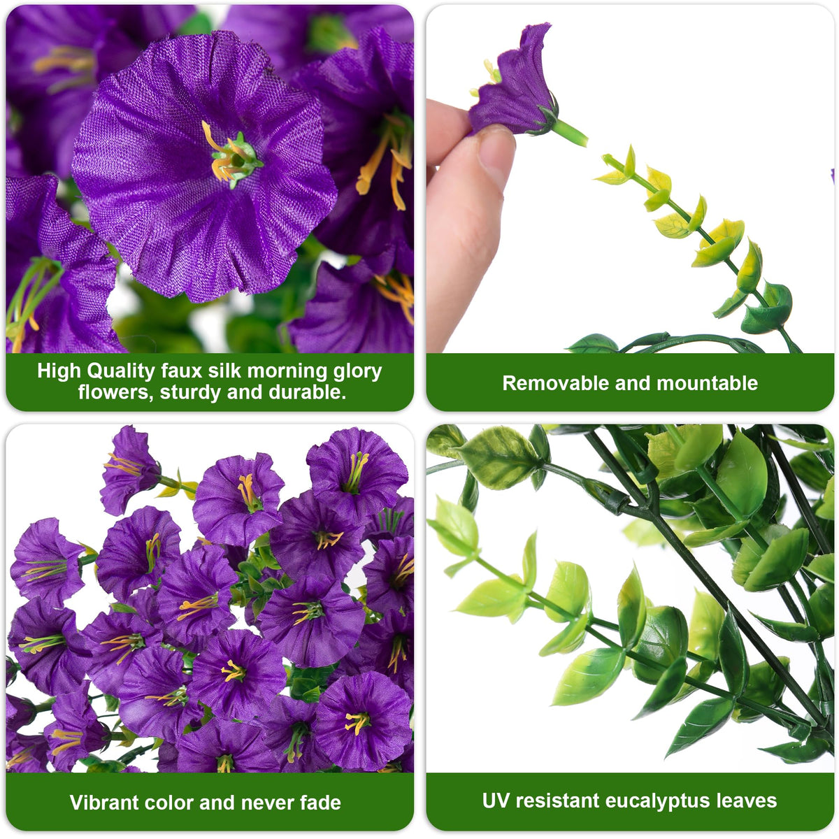 HyeFlora purple faux morning glory for balcony or garden display.