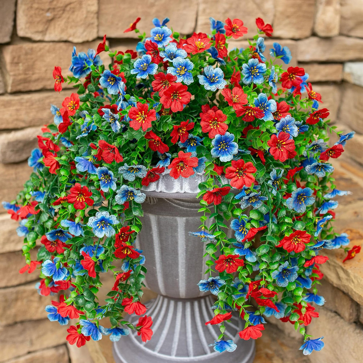 HyeFlora red faux flowers outdoor hanging brighten your porch all season