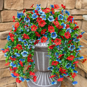 HyeFlora red faux flowers outdoor hanging brighten your porch all season