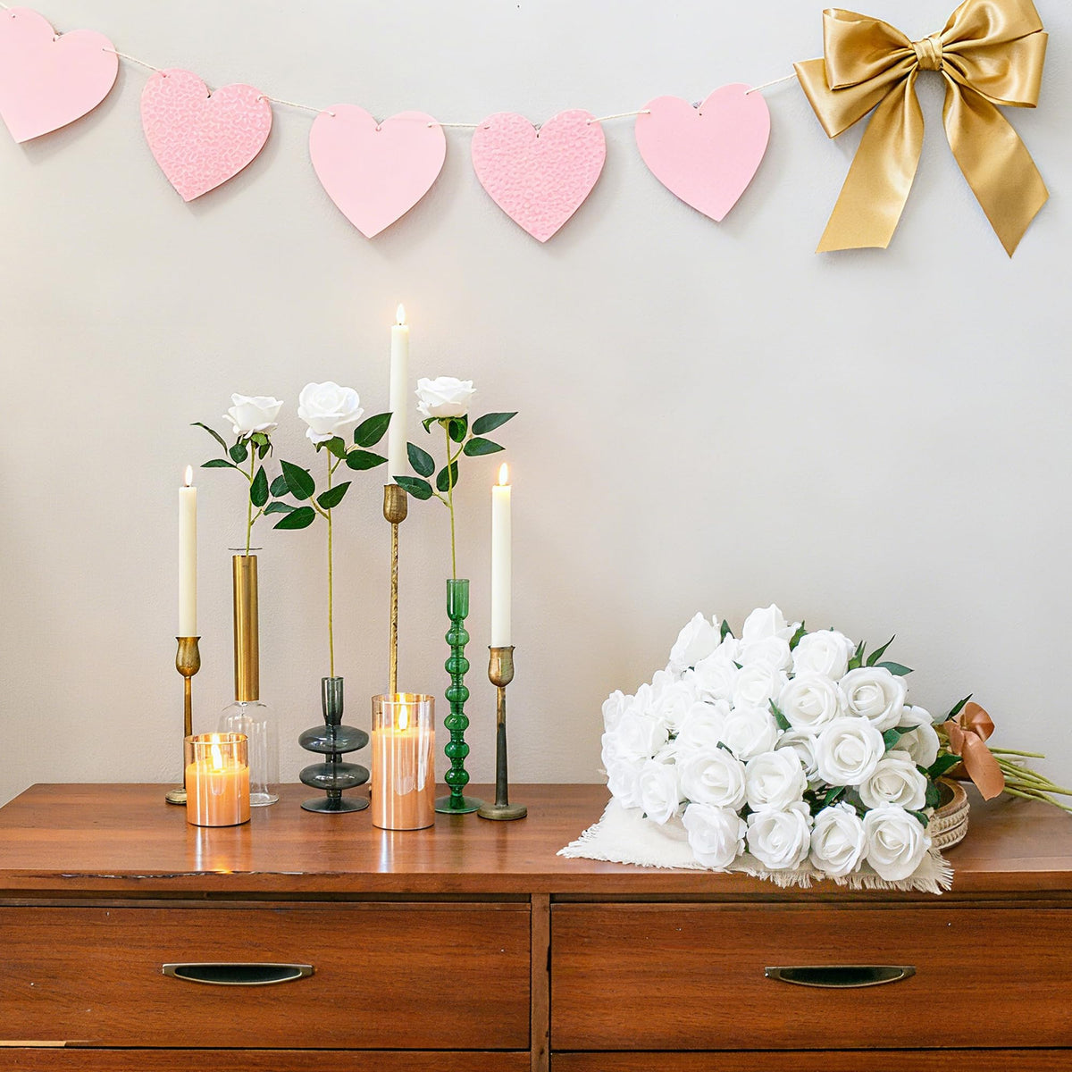 HyeFlora rose wreath and garland for seasonal decor.