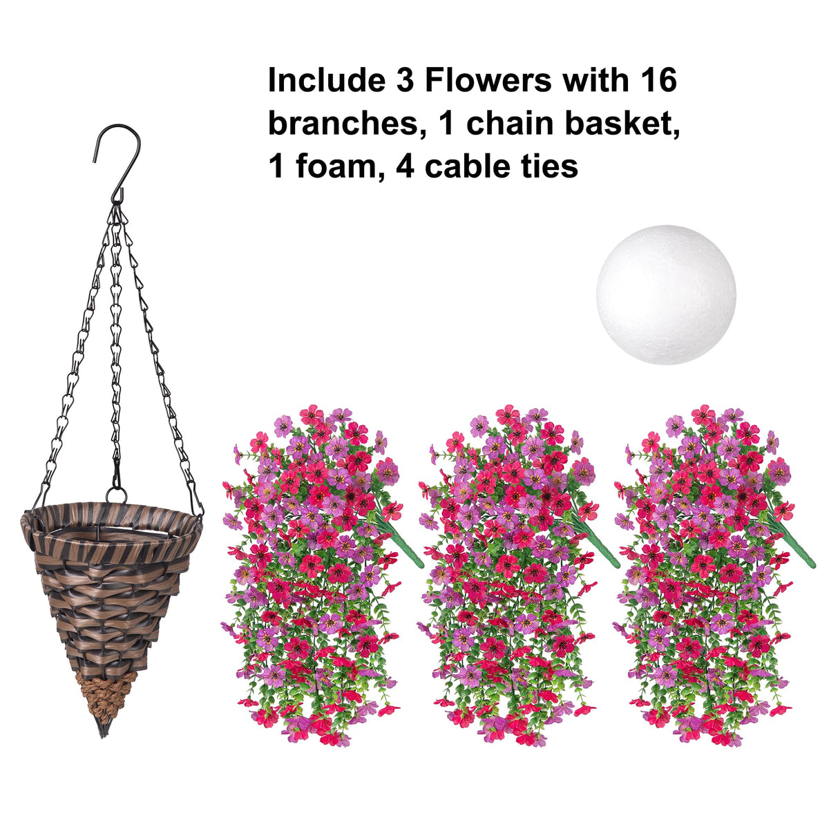 HyeFlora rust-resistant metal frame keeps the hanging basket looking new longer.