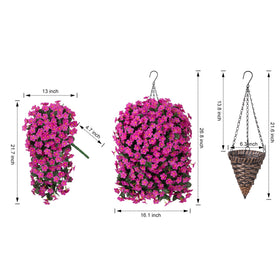HyeFlora silk fuchsia daisies bloom in a realistic basket for stylish patio decor.