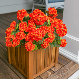 HyeFlora orange silk geraniums in planters adding low-maintenance beauty outdoors