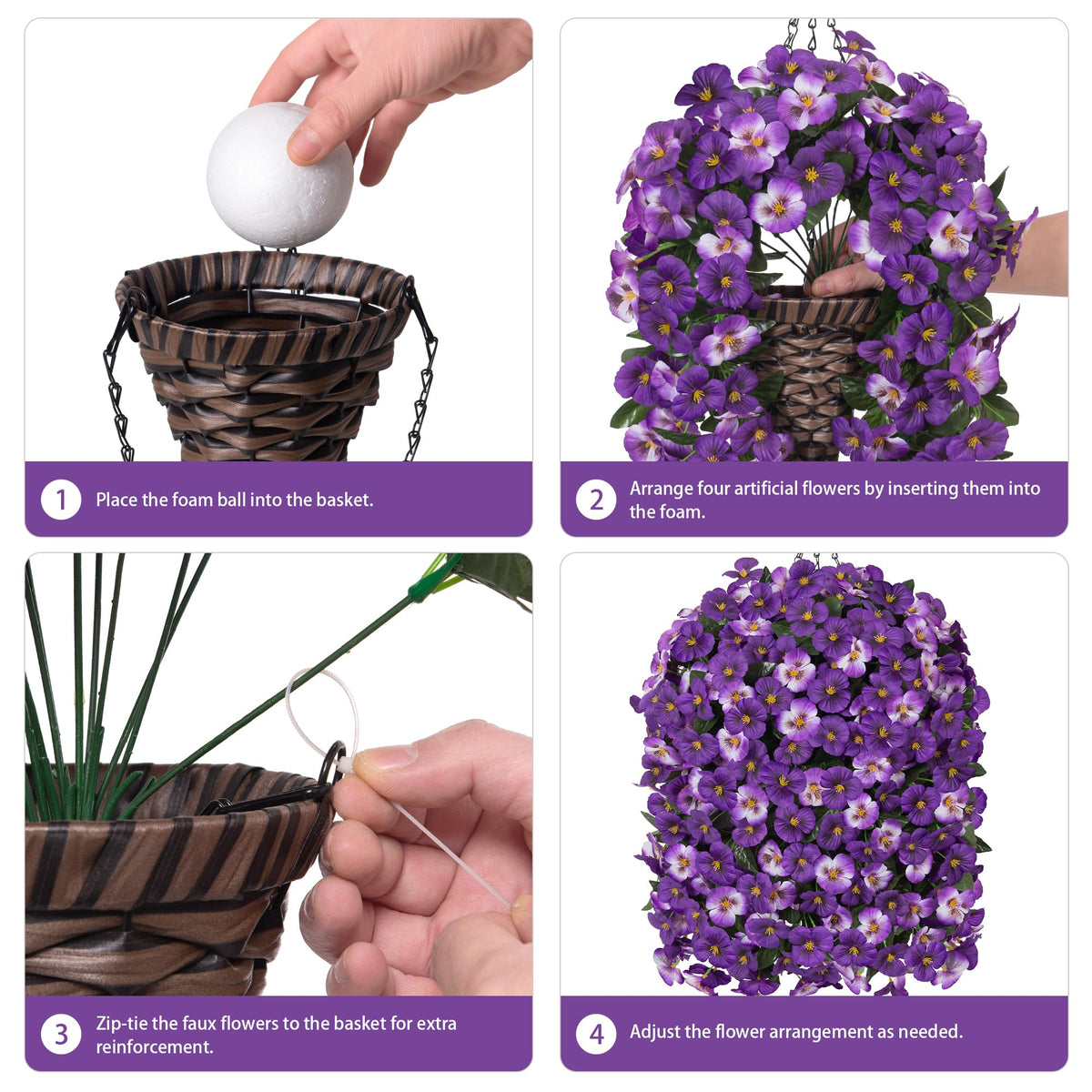 HyeFlora silk pansy flowers UV resistant for year-round outdoor decoration