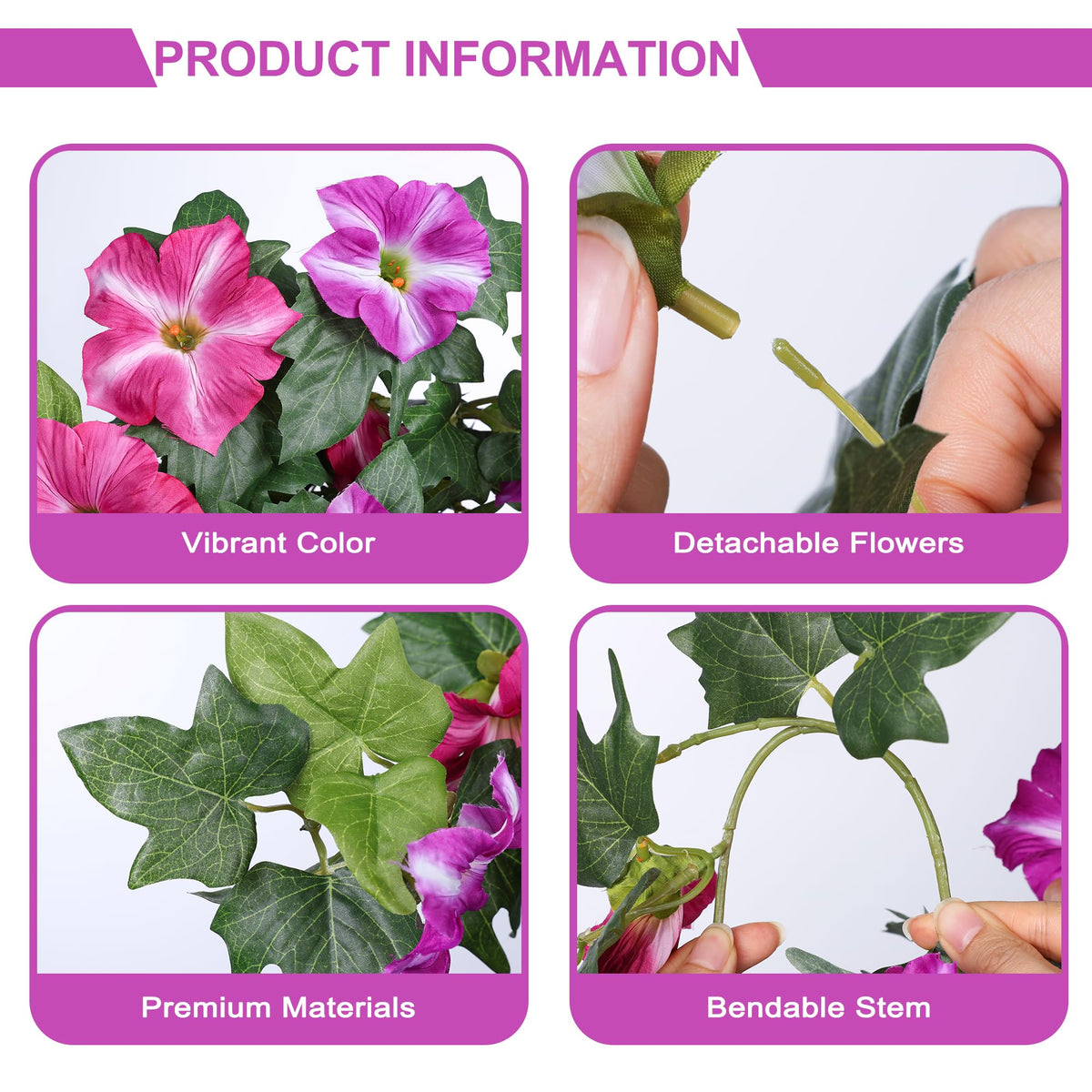 HyeFlora silk petunia flowers detail reveals lifelike petals for realistic arrangements.
