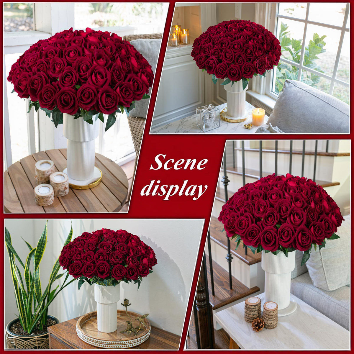 HyeFlora UV-resistant burgundy roses stay vivid in indoor and outdoor displays