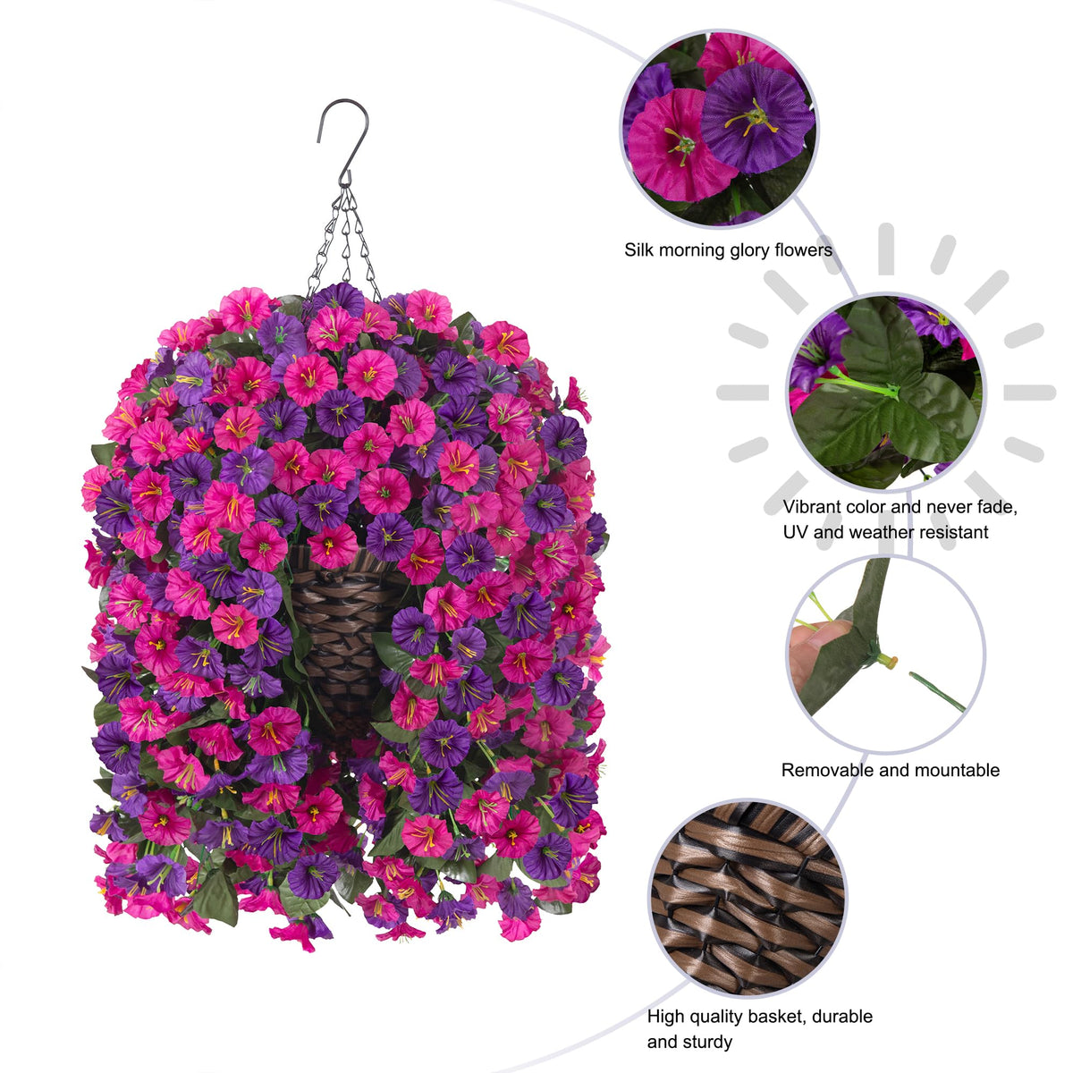 UV-resistant faux flowers retain color in sunlit spaces.