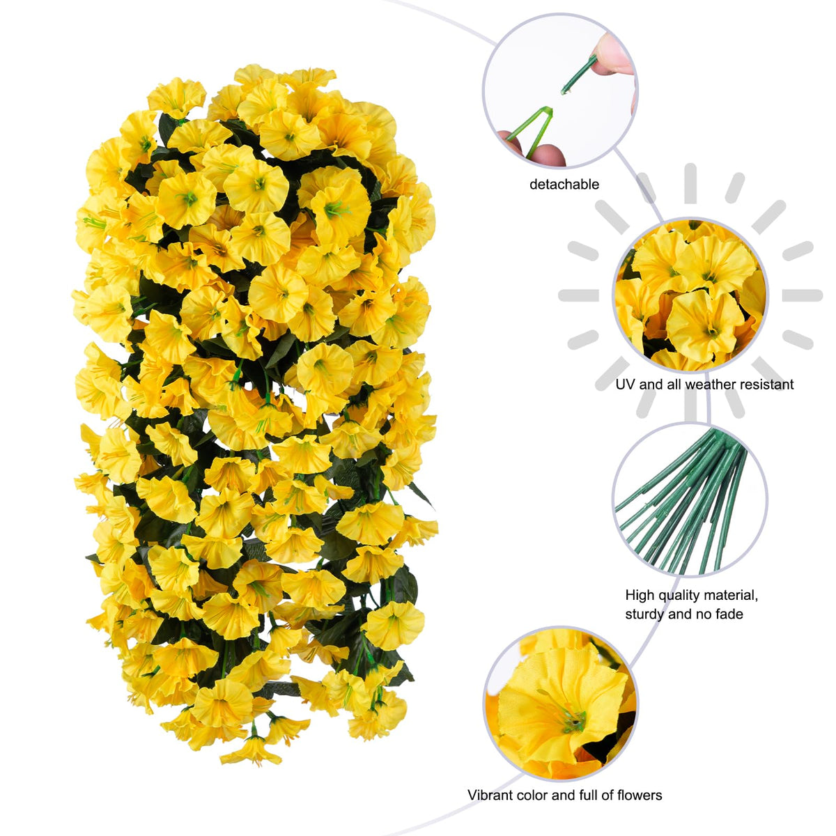 HyeFlora UV-resistant hanging vines add color to patios and balconies.
