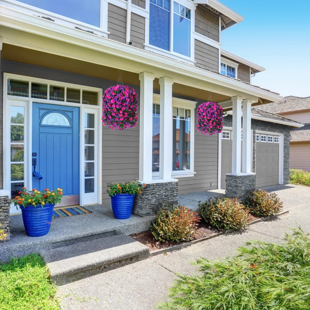 Vibrant dark purple and fuchsia tones brighten any area.