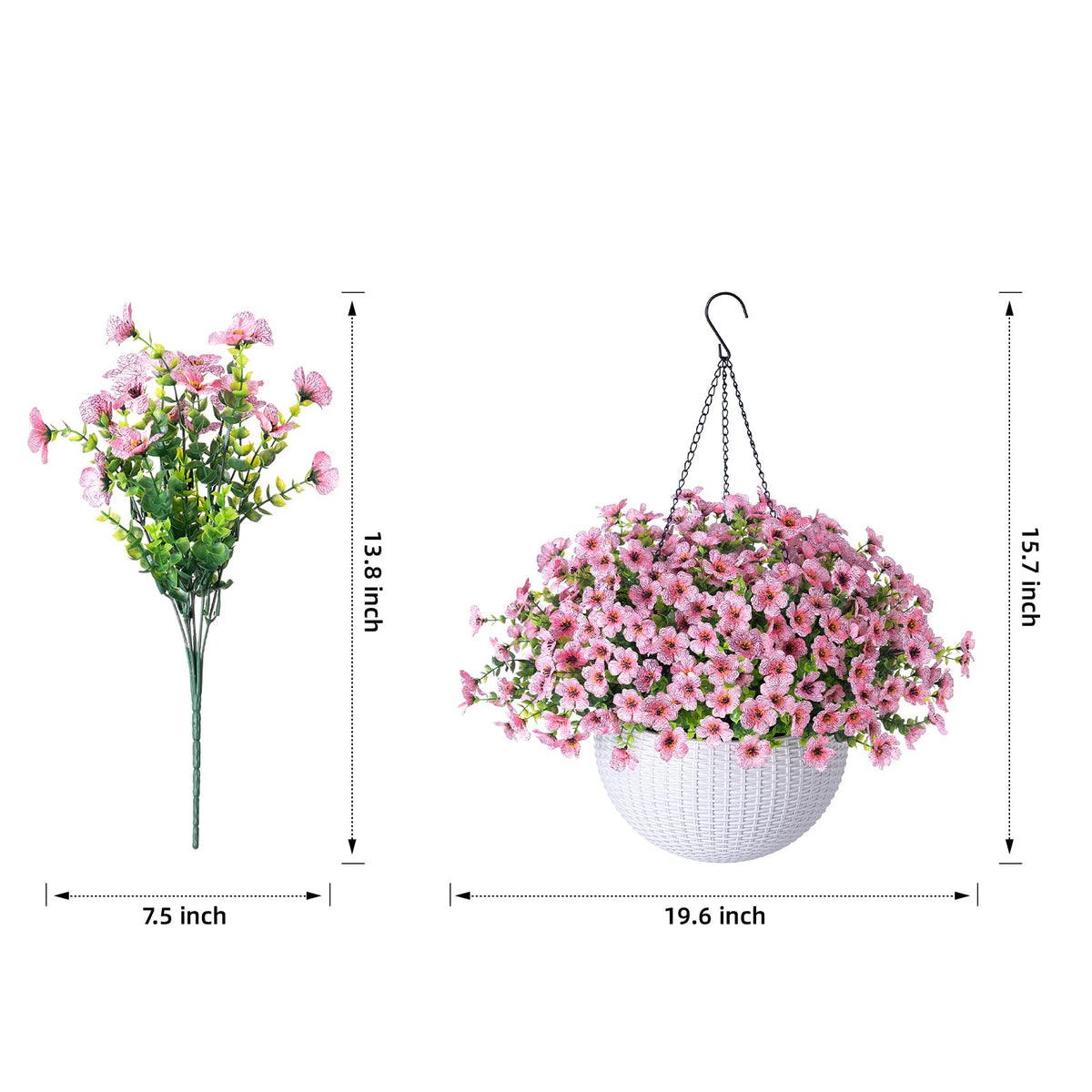 HyeFlora white basket with metal chains enhances modern outdoor décor