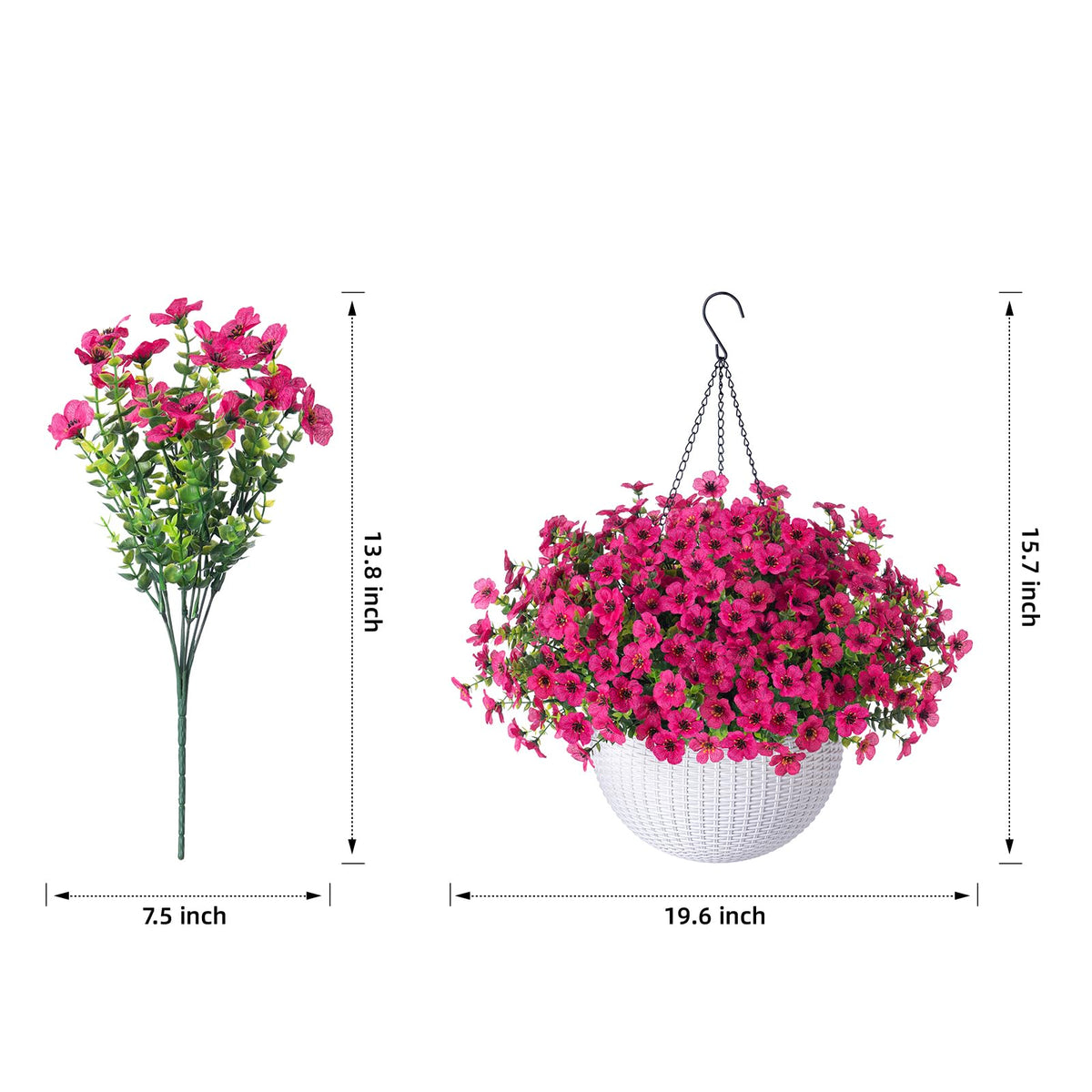 HyeFlora white basket with chains highlights durable outdoor décor