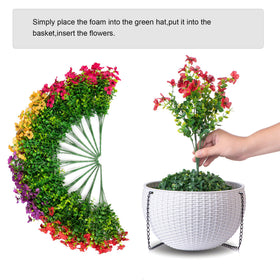 HyeFlora white basket with metal chains supports full seasonal greenery.
