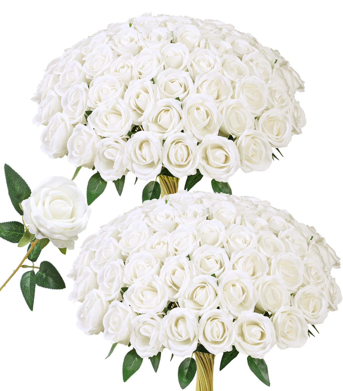 HyeFlora white roses bouquet with long stems for elegant DIY floral arrangements.