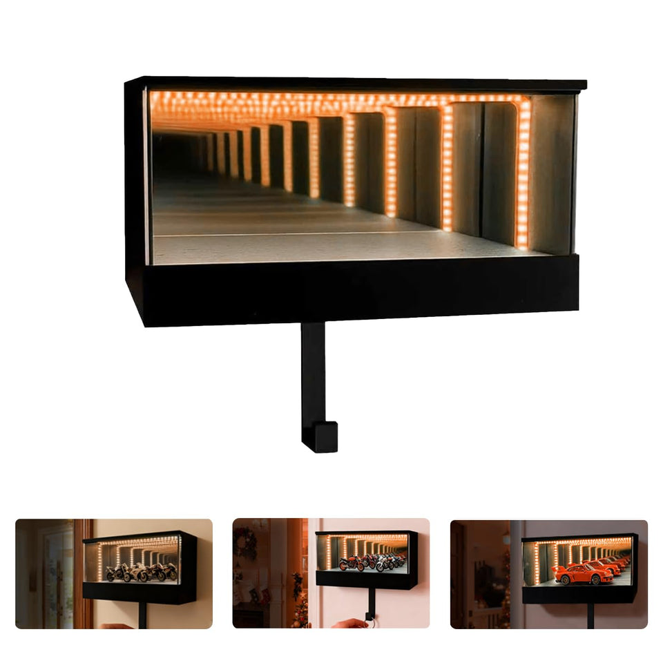 HYG CO Infinity Mirror key display on wall showing endless tunnel illusion for organized keys.