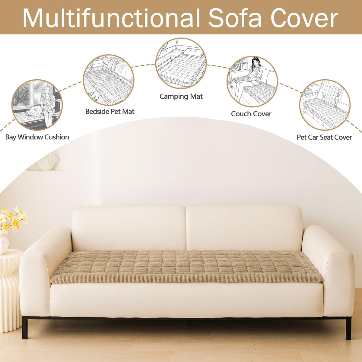 Hyha couch cover close-up shows thick, soft fabric for cozy seating.