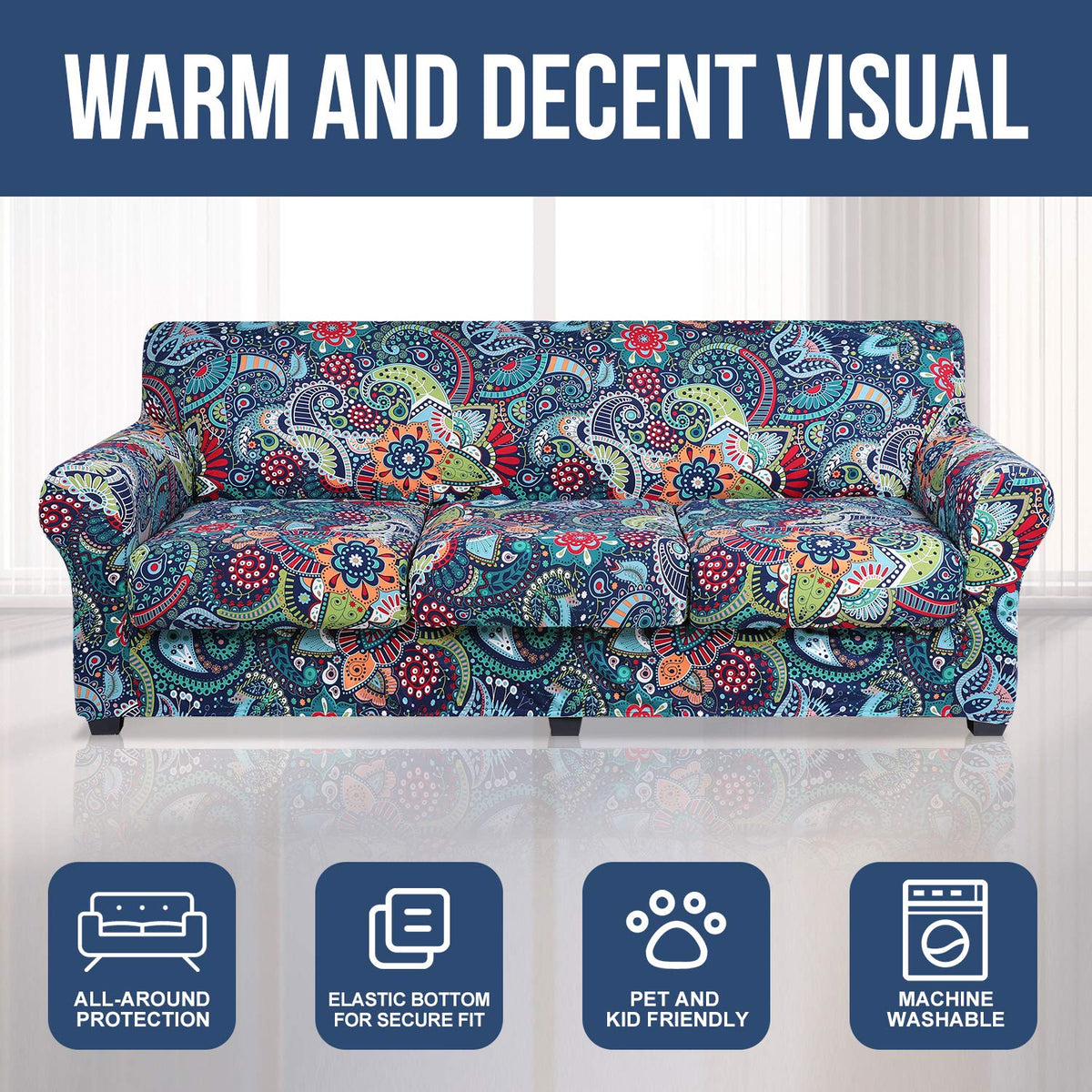 hyha easy-install elastic edges simplify fit over most sofa styles