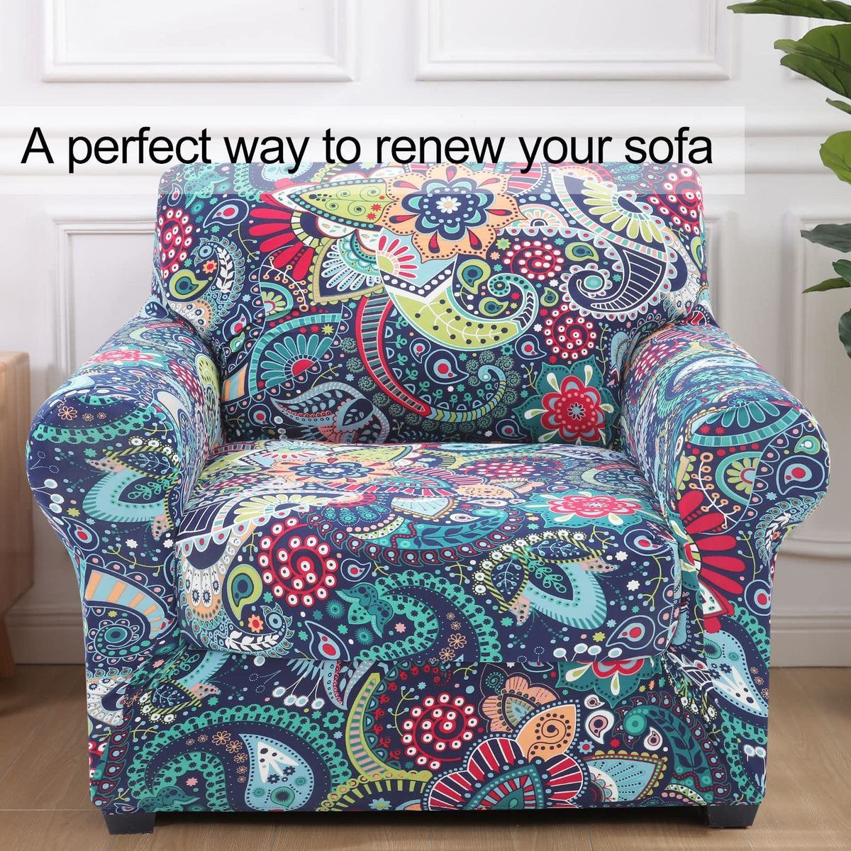 Hyha floral pattern detail adds charming focal point to living room decor.