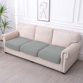 Hyha light grey sofa slipcover complements modern decor.