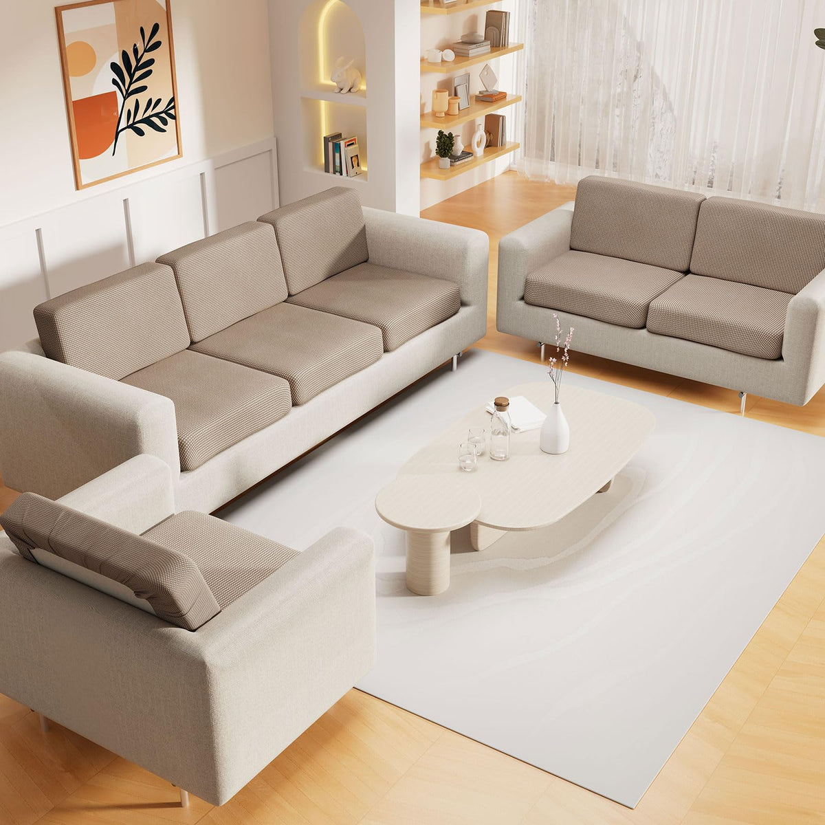 Hyha non-slip elastic-band cushion cover keeps cushions in place during daily use.