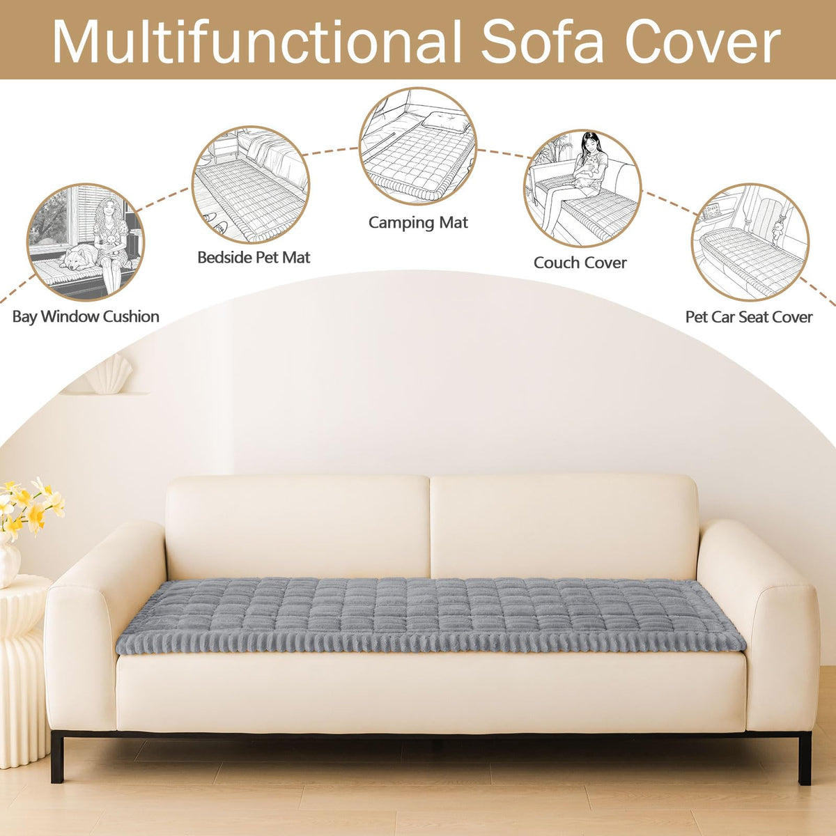 Hyha plush dog sofa protector adds cozy warmth.