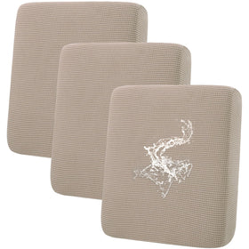 Hyha waterproof couch cushion cover in taupe protects against spills and pet messes.