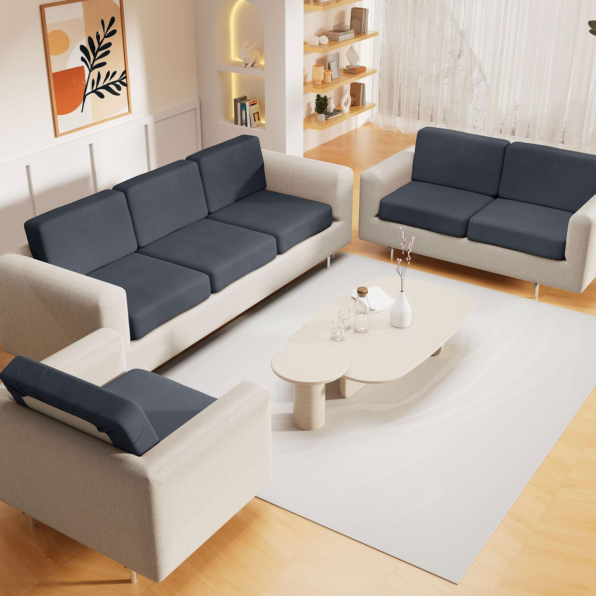 Hyha waterproof couch cushion cover side view highlighting durable elastic edges
