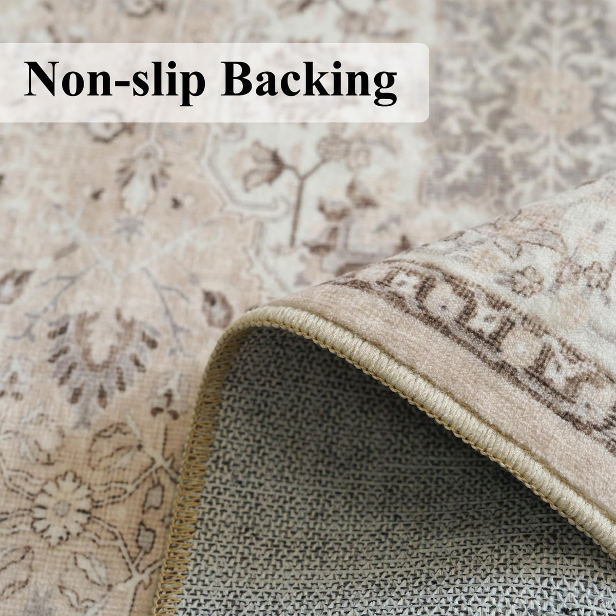HY HAO YUN LAI living-room rug neutral beige shade complements any decor.