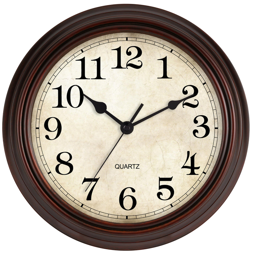 Hylanda bronze wall clock front view with easy-to-read numbers.
