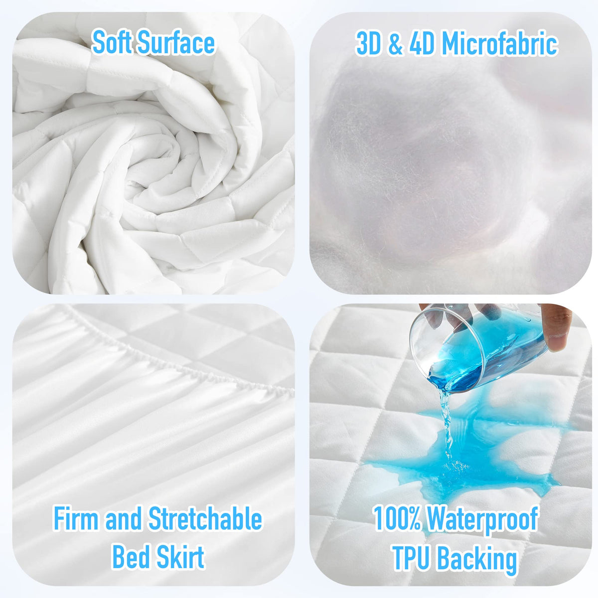 HYLEORY 360-degree deep-pocket bed skirt wrapping the mattress securely
