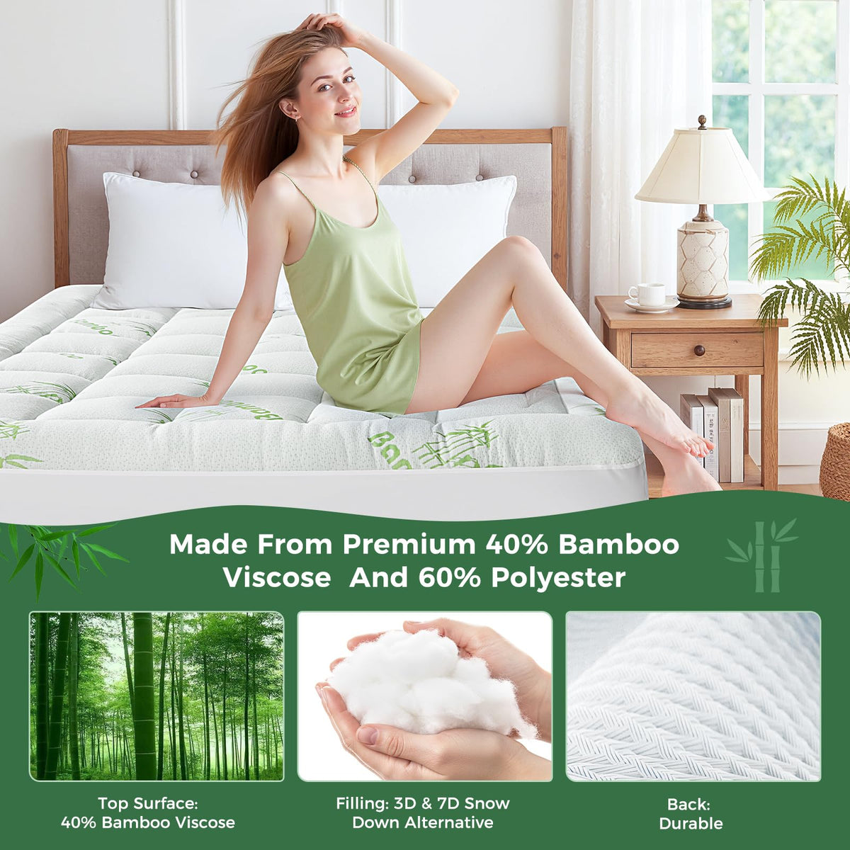 HYLEORY elasticized skirt prevents shifting and holds bedding in place