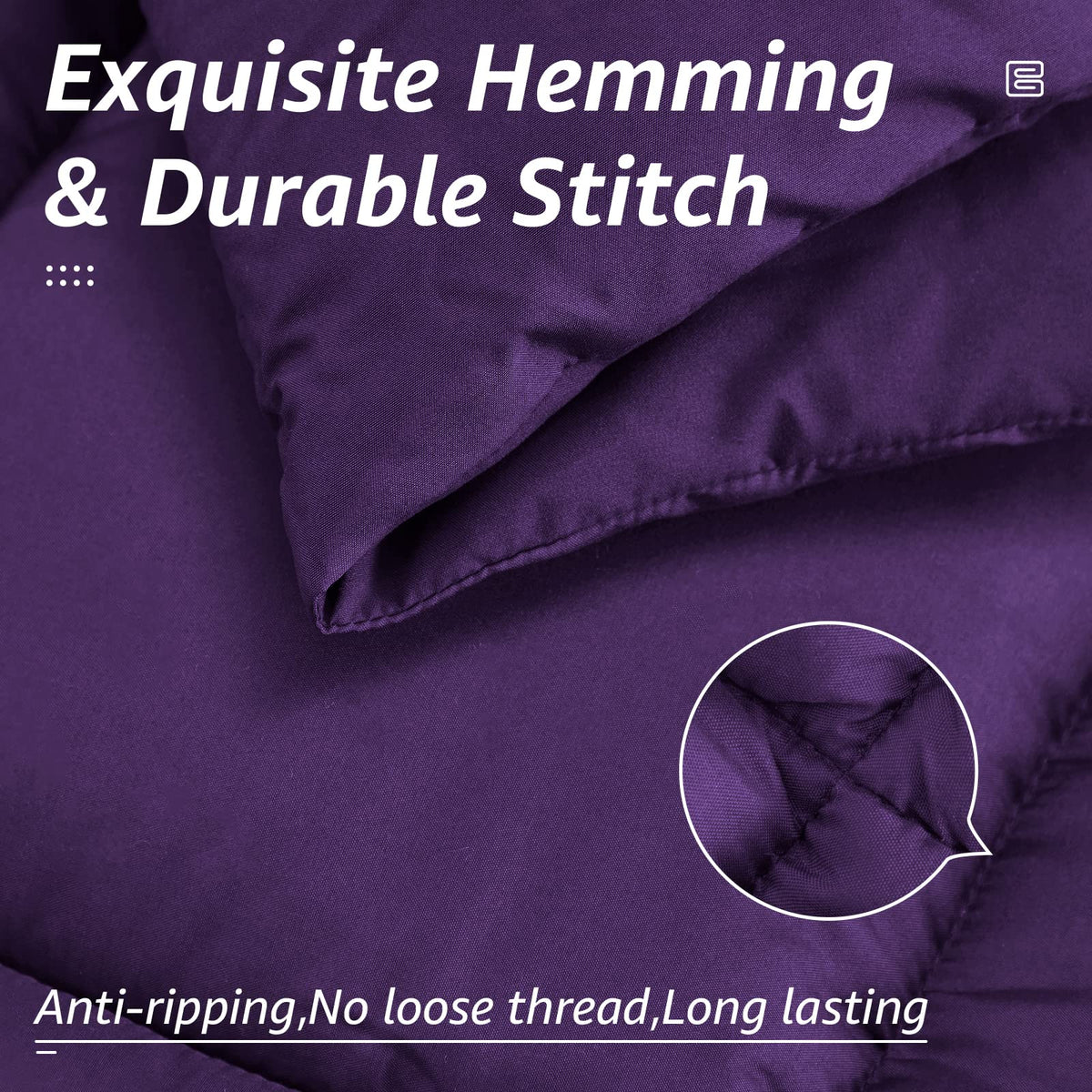 HYLEORY box-stitch quilting and corner tabs keep the fill secure and in place.