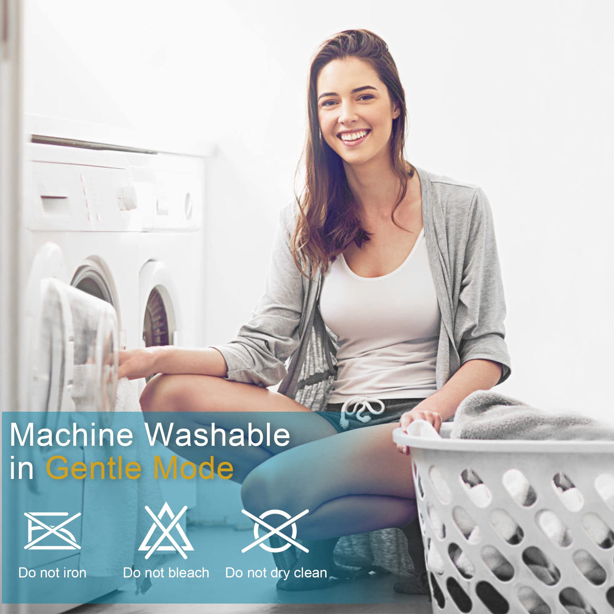 HYLEORY King Mattress Pad care label with machine wash instructions.