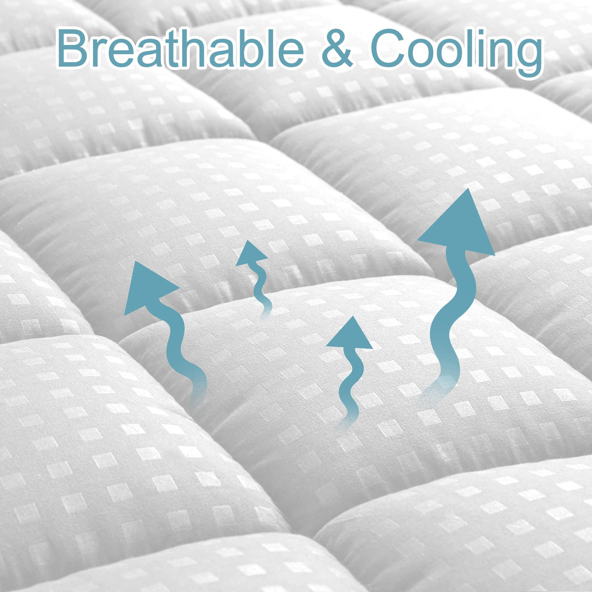 HYLEORY King mattress pad fluffy soft filling adds plush comfort.