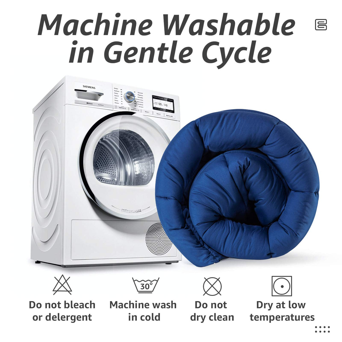 HYLEORY machine washable comforter for easy care and refresh.
