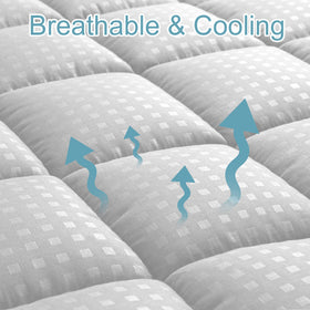 HYLEORY Queen mattress pad soft microfiber fill delivers plush overnight comfort