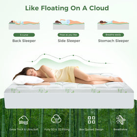 HYLEORY topper with deep elastic pockets keeps it securely on the mattress