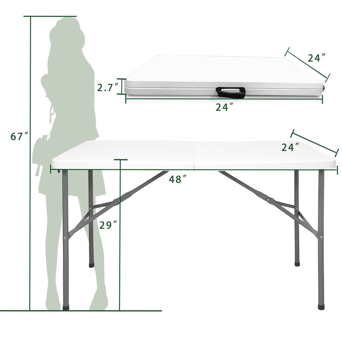 HYMnature 48 by 24 inch table fits 2 to 6 guests for meals