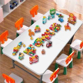 HYMnature white folding table outdoors on a picnic setup