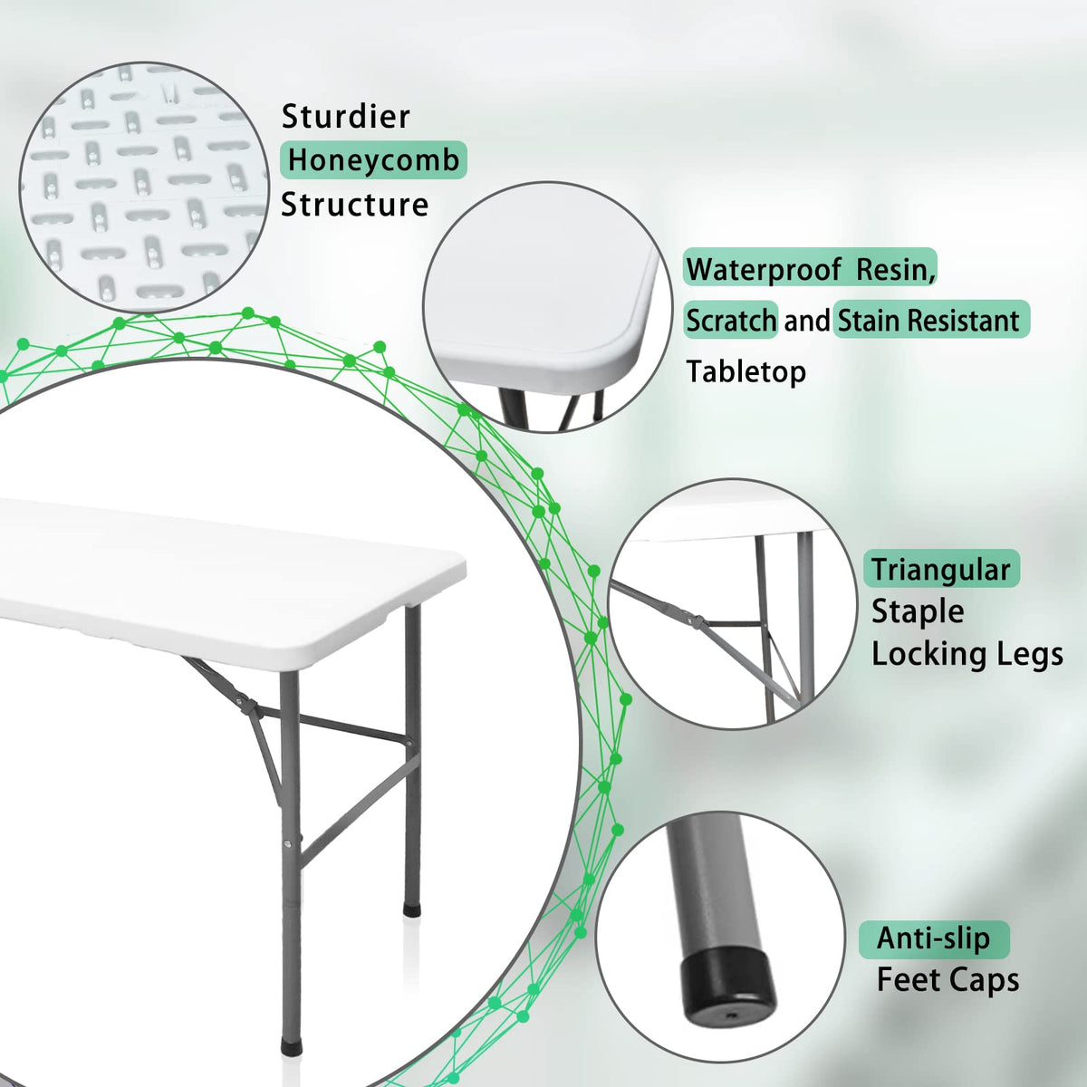 HYMnature folding table waterproof surface handles wet meals and crafts outdoors