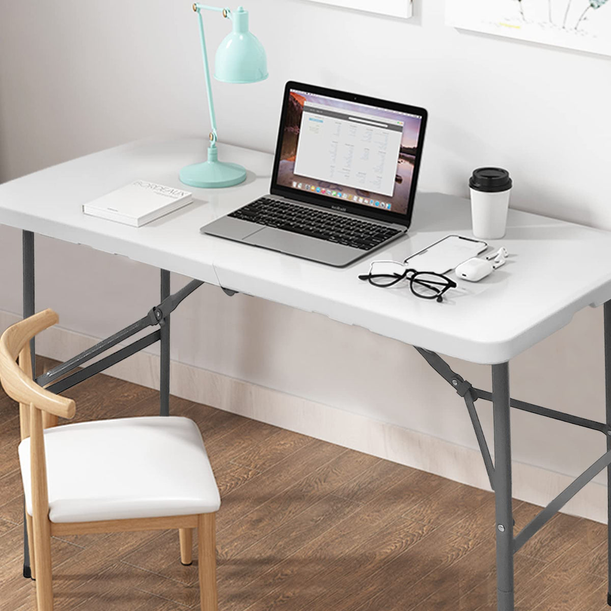 HYMnature white folding table with smooth edges suitable for crafts and games