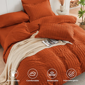 HYMOKEGE Burnt Orange queen pillow sham with envelope closure for tidy look
