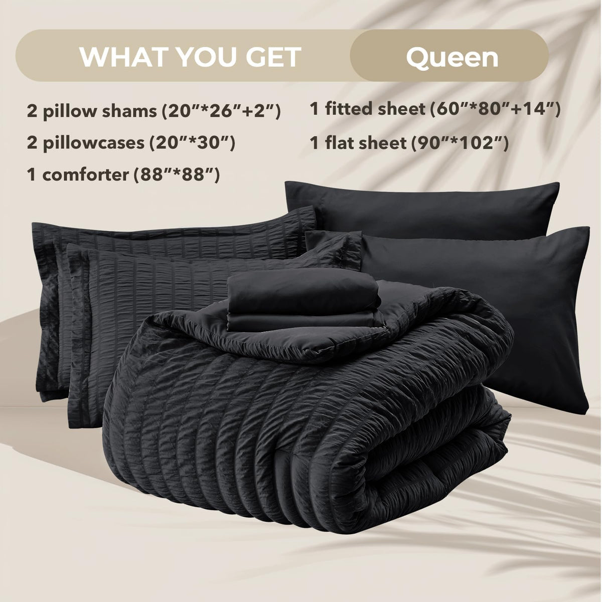 Comforter measures 88 by 88 inches for balanced coverage