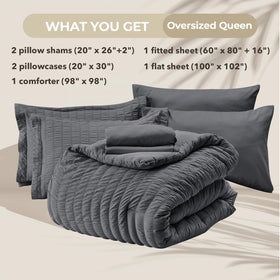 HYMOKEGE comforter measures 98 by 98 inches for roomy coverage.
