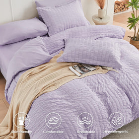 HYMOKEGE Lavender Queen Fitted Sheet Deep Pocket, fits 12-15 inch mattresses securely.