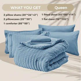 HYMOKEGE Mineral Blue comforter 88x88 inches, premium loft.
