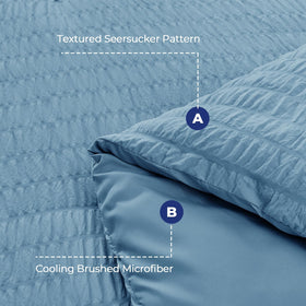 HYMOKEGE Mineral Blue fitted sheet with deep pocket fits 12–15 inch mattresses.
