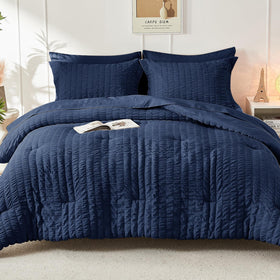 HYMOKEGE all-season sleep essentials in navy blue for a balanced bedroom