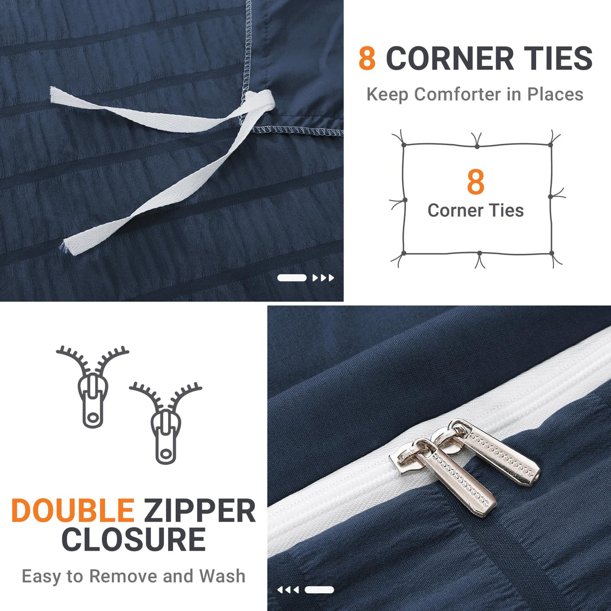 HYMOKEGE queen duvet cover features a full-length zipper for easy cleaning